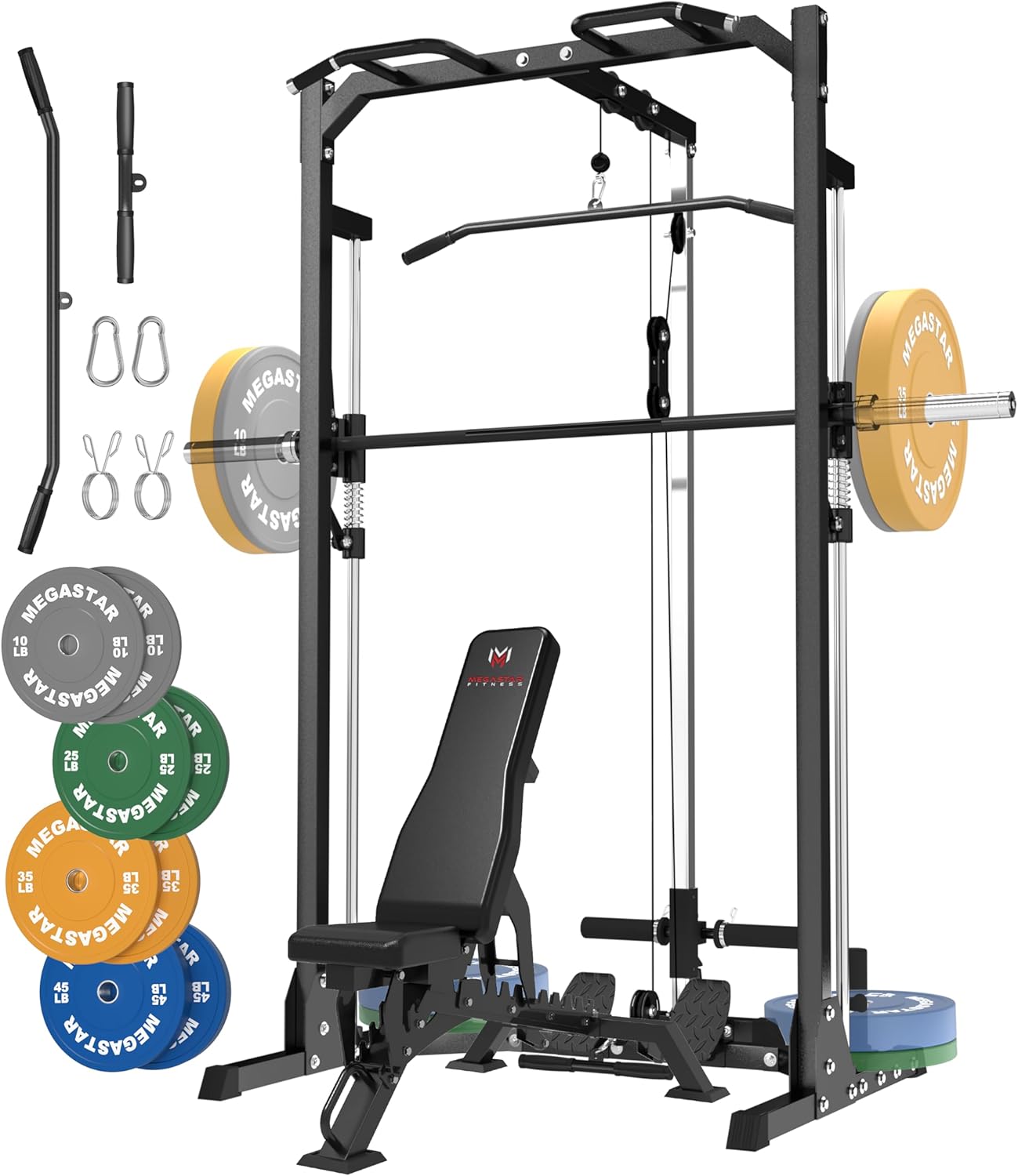 Ultimate Space-Saving Power Cage - 1500lb Capacity, LAT Pulldown, Power Rack 5-in-1