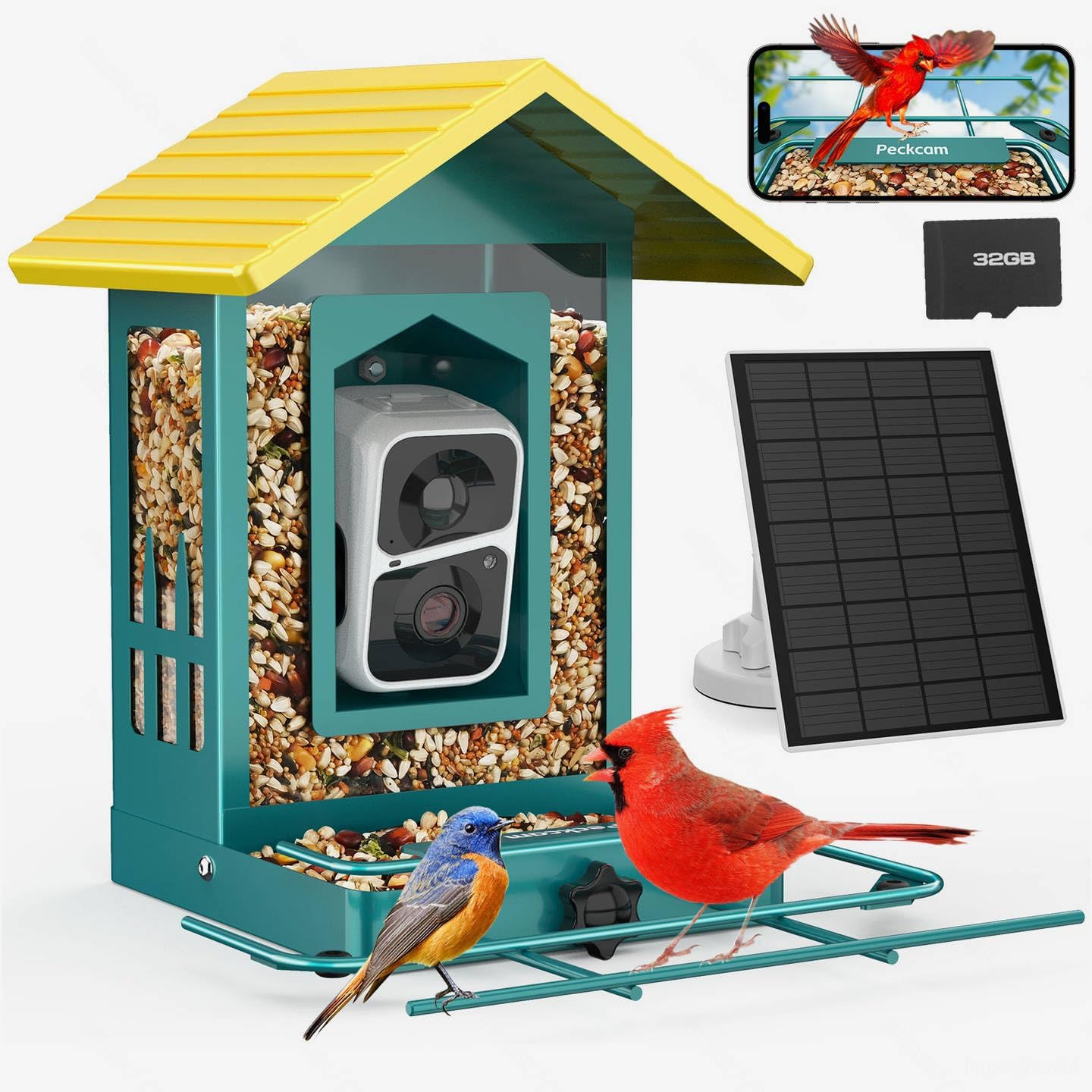 2K HD Bird Cam with AI + Solar Panel