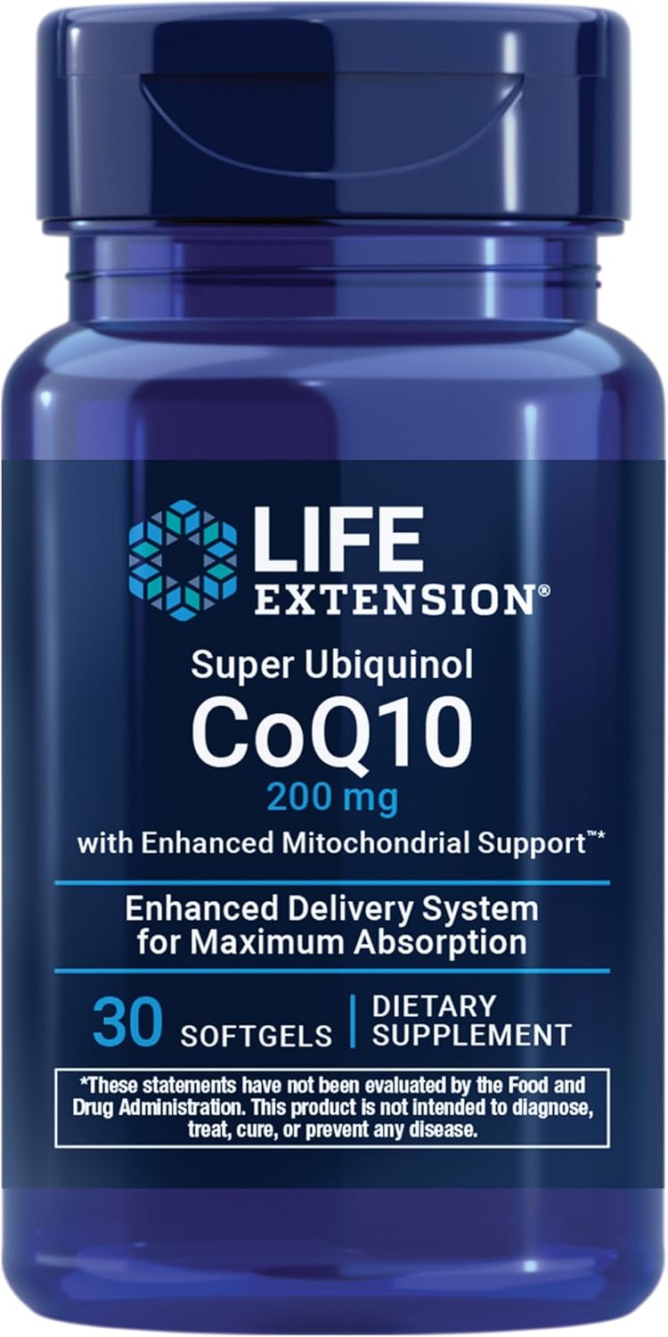 Life Extension Super Ubiquinol CoQ10 200 mg for Heart Health