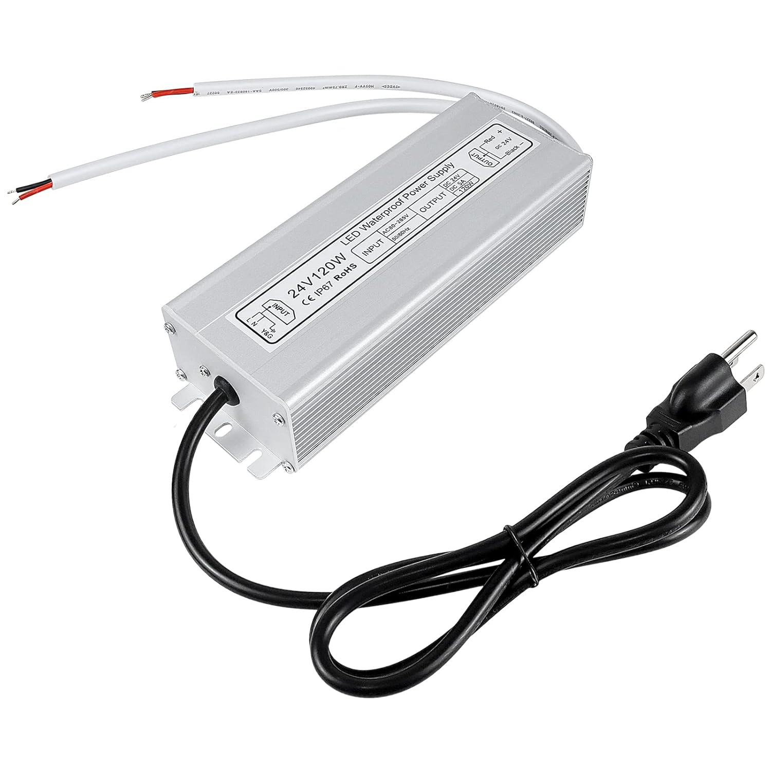 inShareplus LED Power Supply 24V 120W Waterproof Outdoor Driver