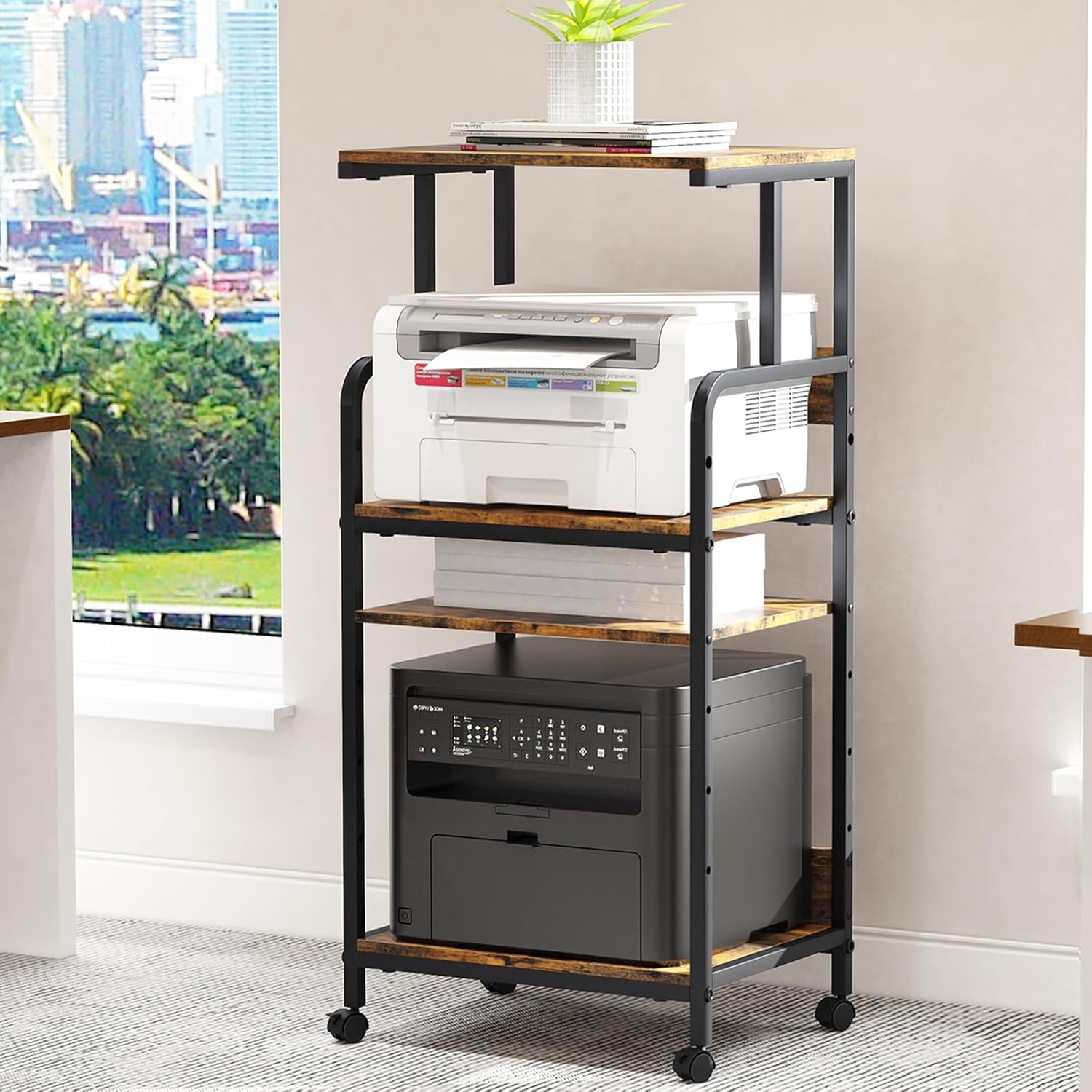 4 Tier Printer Stand with Storage Shelf for Home Office Use