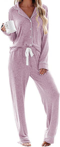 Ekouaer Women's Long Sleeve Pajama Set - Soft Casual Loungewear 5%