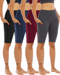 WHOUARE 4 Pack High Waisted Yoga Shorts: Tummy Control & Pockets