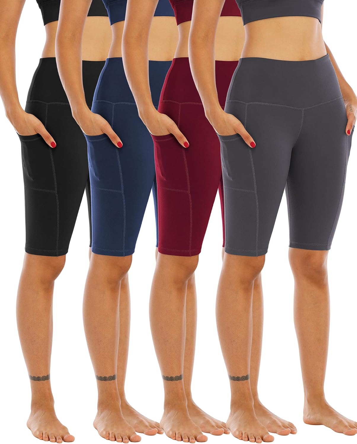 Biker Yoga Shorts with Pockets for Women - High Waisted Comfort