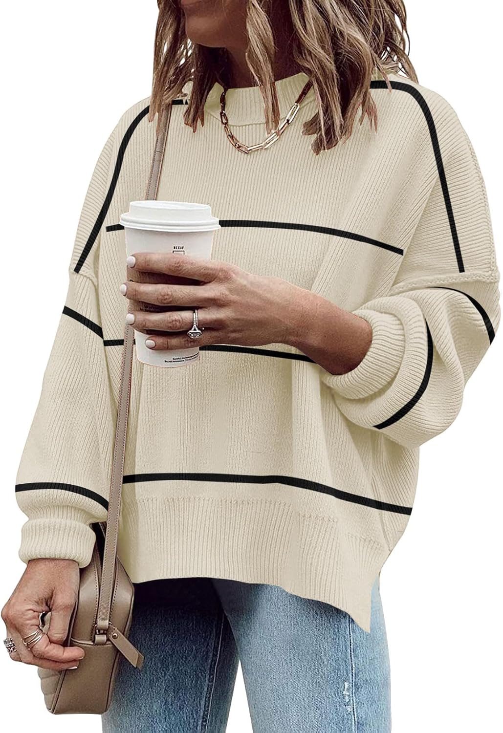 Women's Oversized Crewneck Sweater for Cozy Fall Fashion