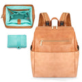 Diaper Bag Backpack Leather with 16 Pockets - Stylish, Organized