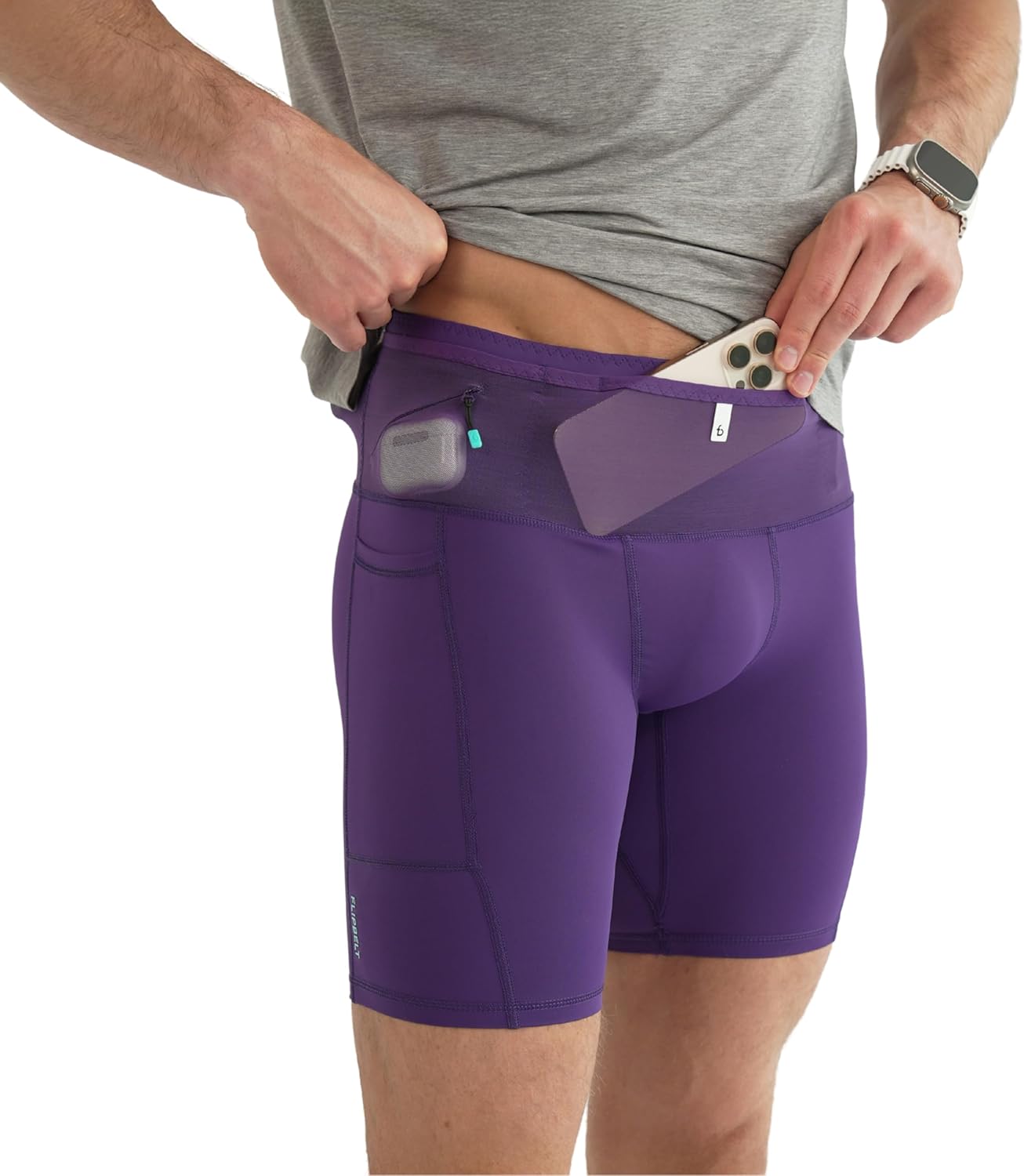 FlipBelt Men's Running Compression Shorts with Pockets for Comfort
