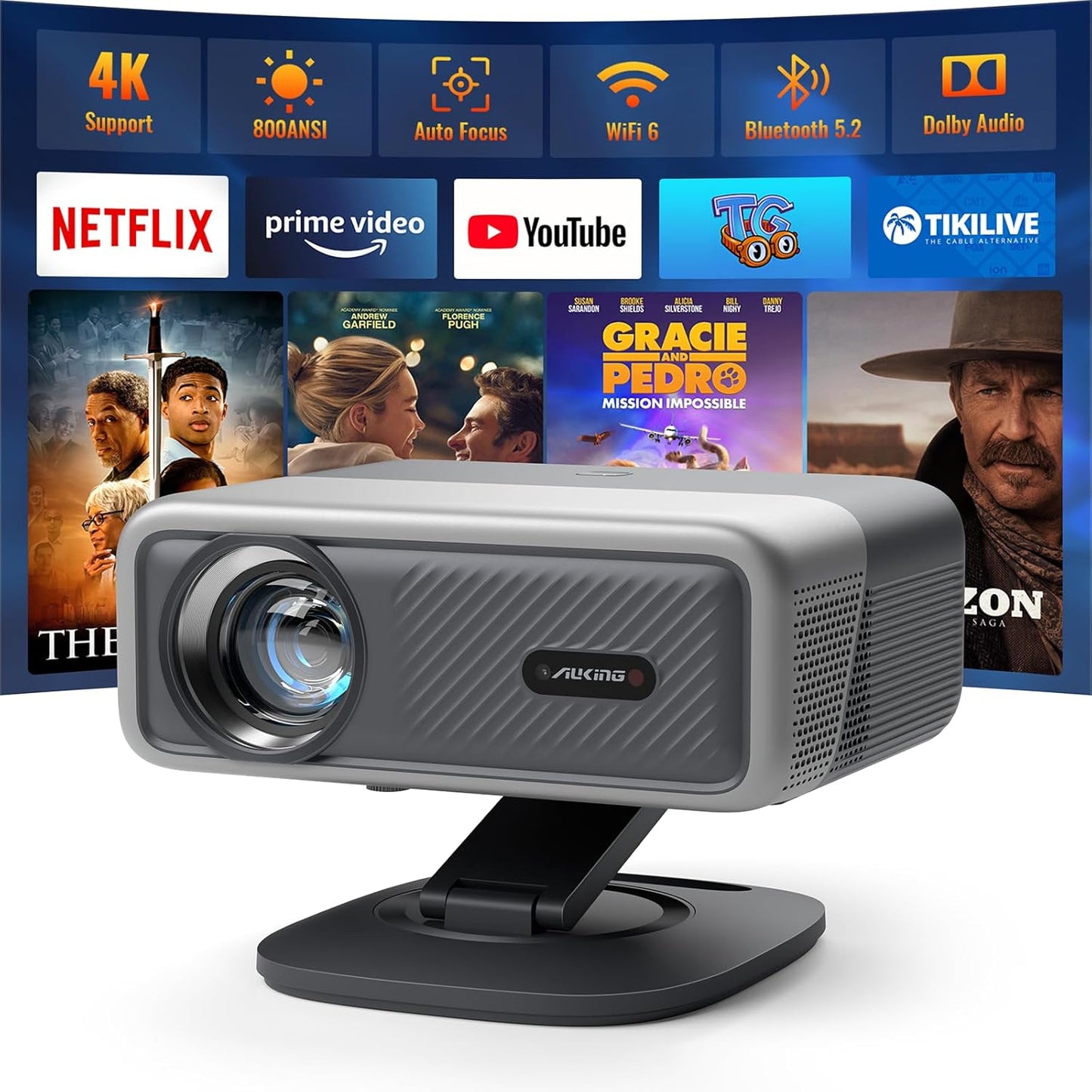 Smart AuKing Projector: Auto Focus & 1080P Clarity