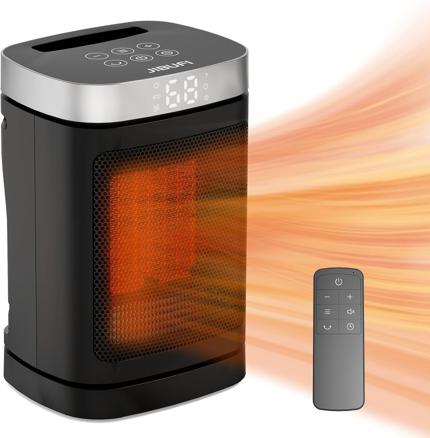 1500W Portable Electric Heater - Rapid Heating, Remote Control, Compact Design