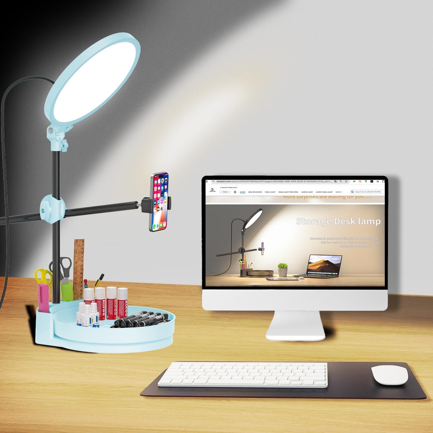 55W Dimmable Full Screen Ring Light for Desk and Laptop Use