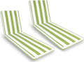 Outdoor Chaise Lounge Chair Cushions Set - Green White Striped