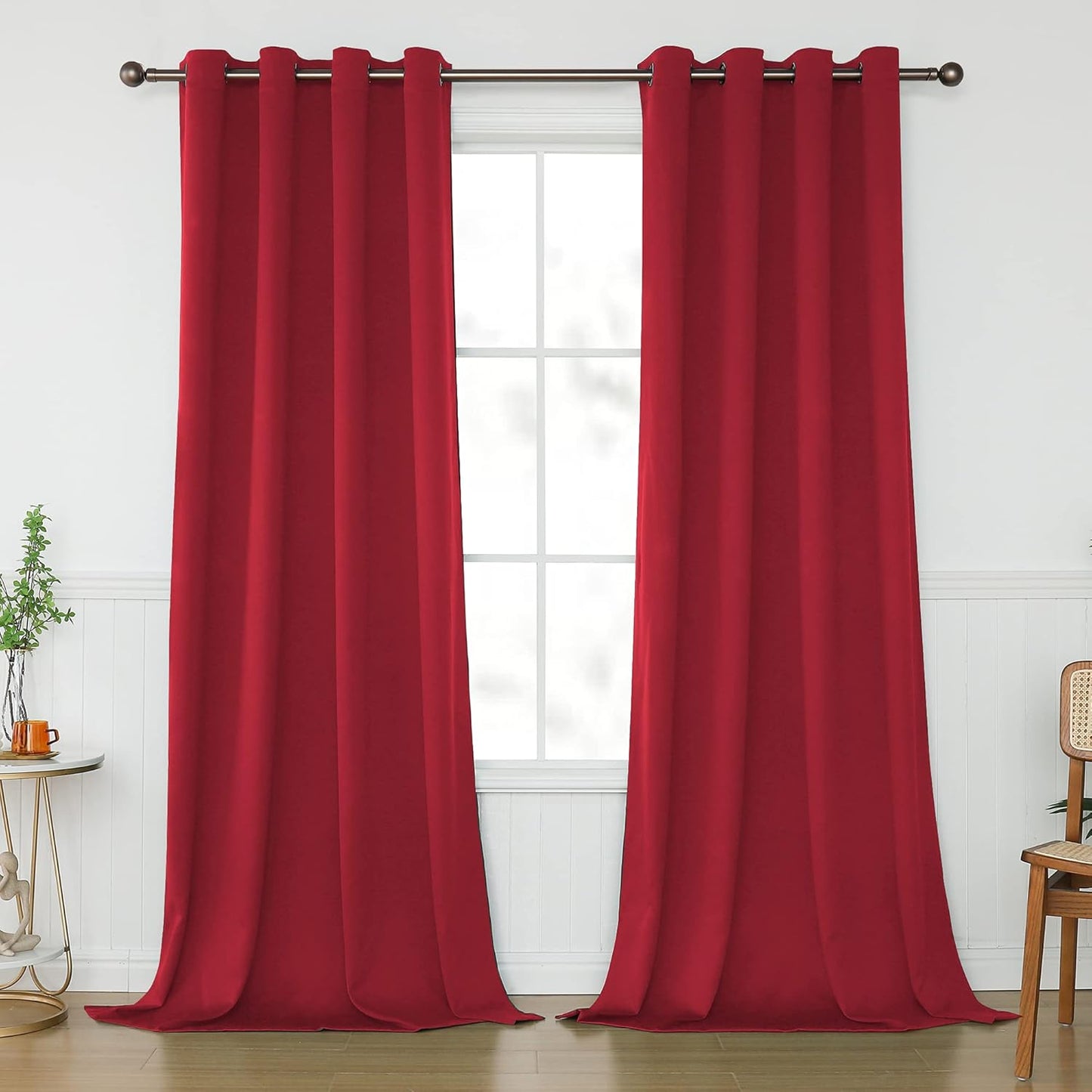 KEQIAOSUOCAI Red Room Darkening Curtains for Large Windows