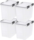 WeatherPro 32 Qt Storage Bins with Lids - Airtight Stackable 4 Pack