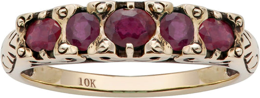 10k Yellow Gold Genuine Ruby Anniversary Ring for Special Moments