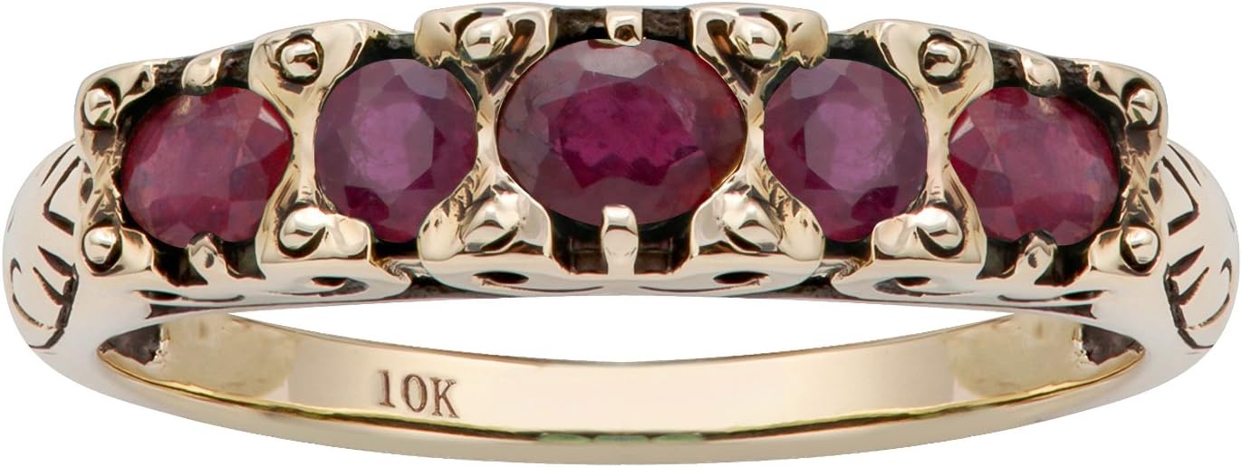 10k Yellow Gold Genuine Ruby Anniversary Ring for Special Occasions
