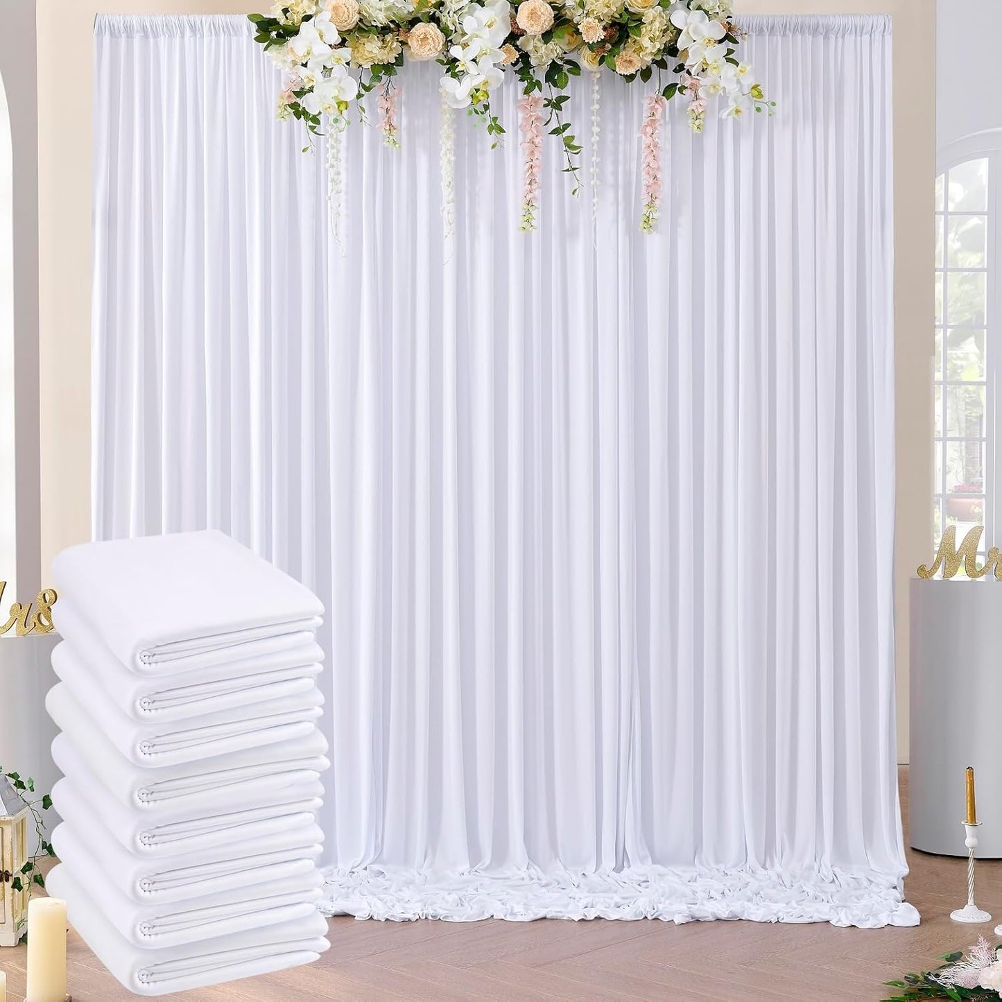 Wrinkle-Free White Backdrop Curtain: Perfect Party Decor!