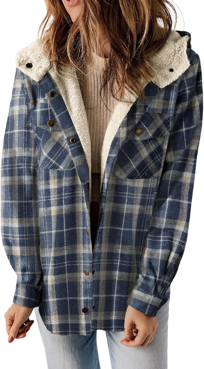 Dokotoo Womens Plaid Shacket Jacket for Cozy Fall Style