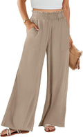 ANRABESS Womens Linen Pants - High Waist Wide Leg Palazzo