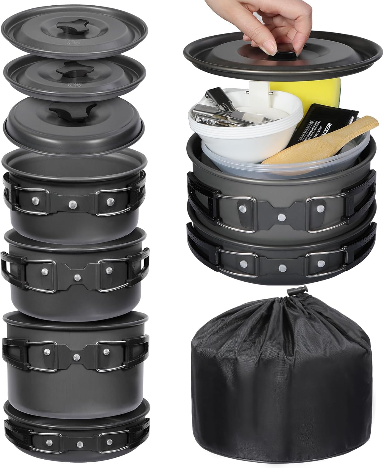 REDCAMP Camping Cookware Set for 4-5 People, Lightweight Gear