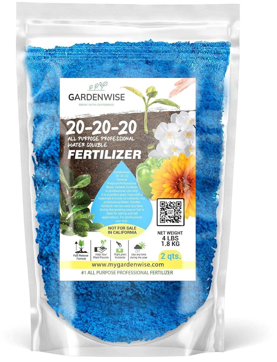 20-20-20 Water-Soluble Fertilizer for Vibrant Indoor & Outdoor Plants