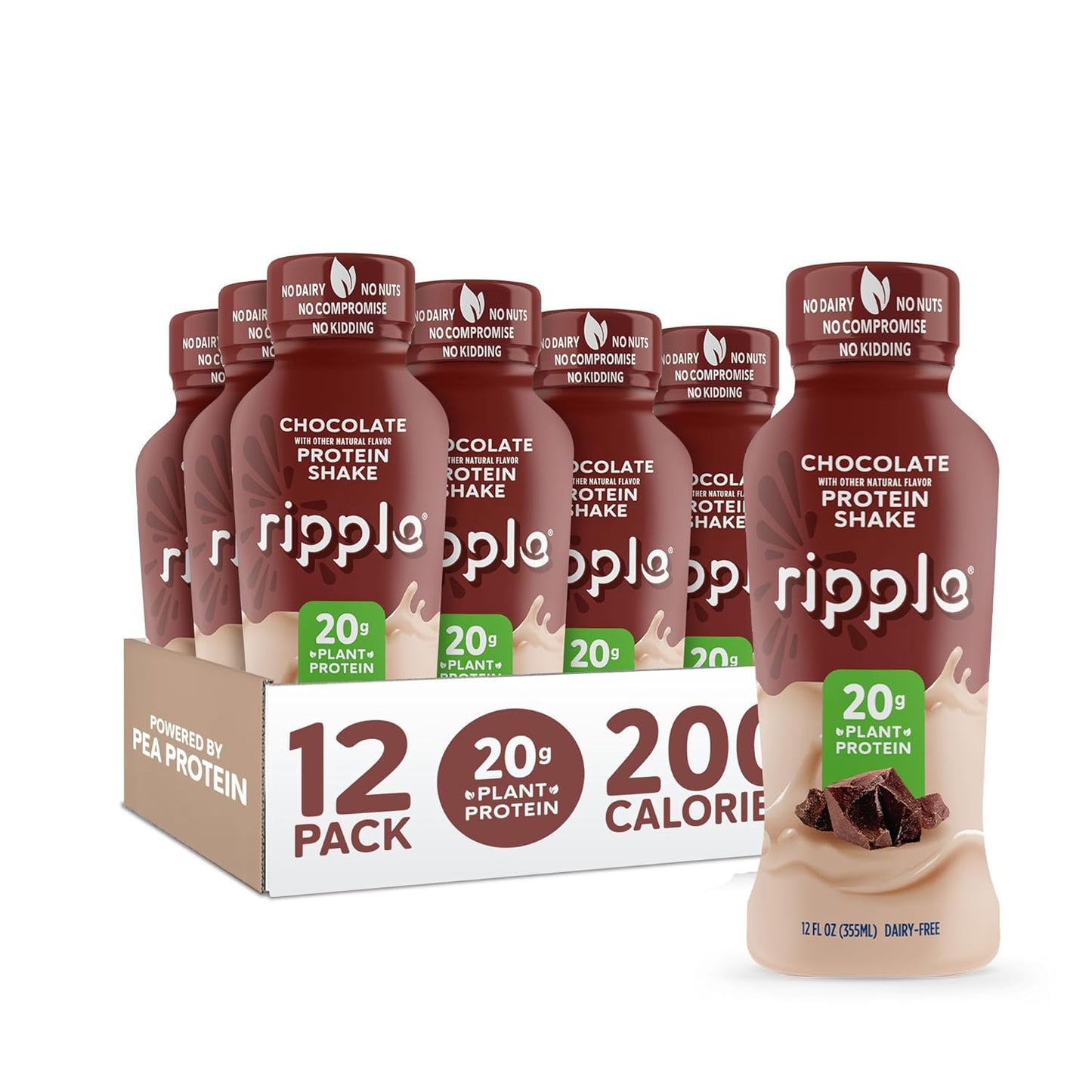 Rich Chocolate Vegan Protein Shake | 20g Plant Protein | GMO-Free | 12oz x12