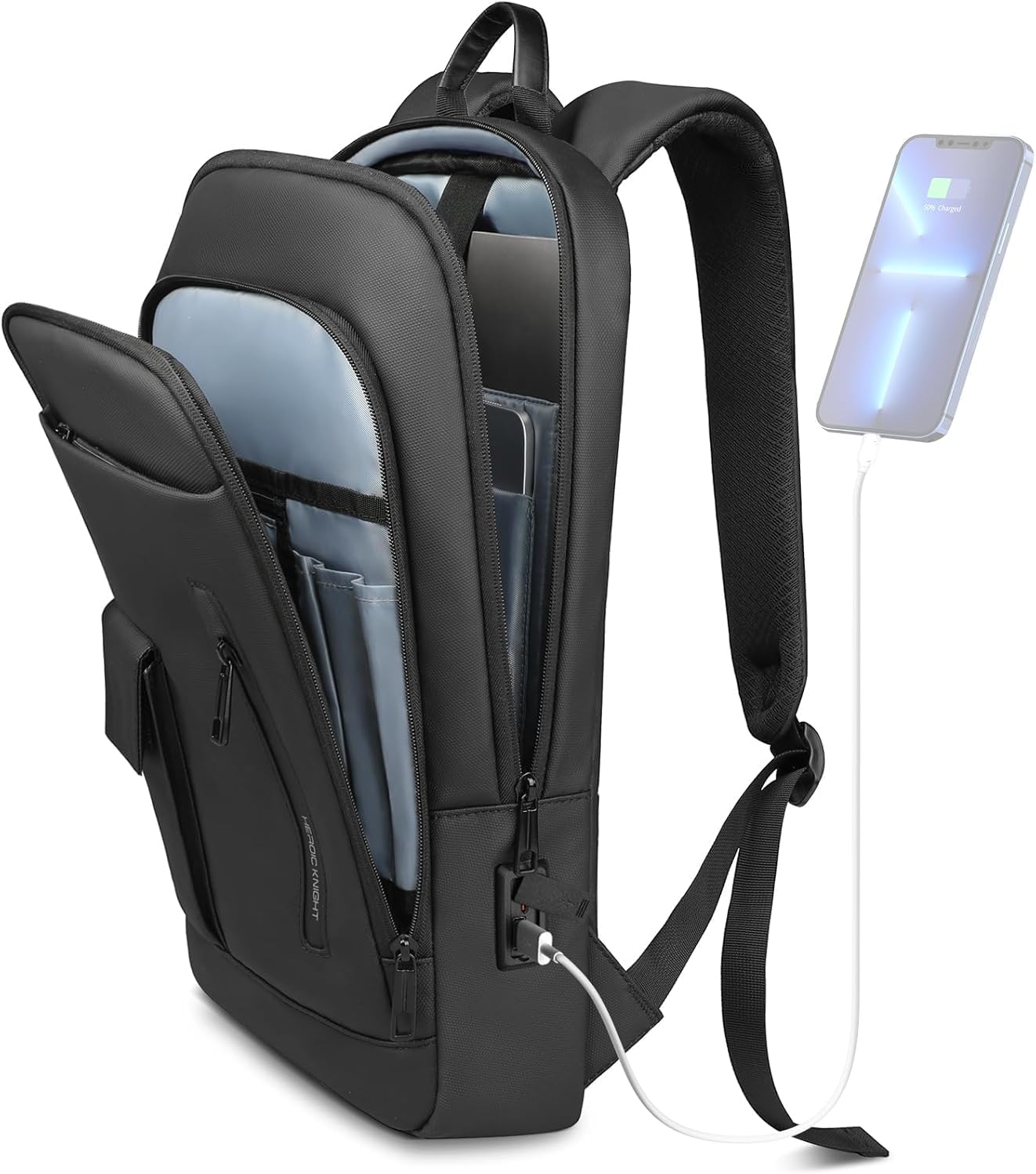 Slim Laptop Backpack for Men Women with USB Charging Port