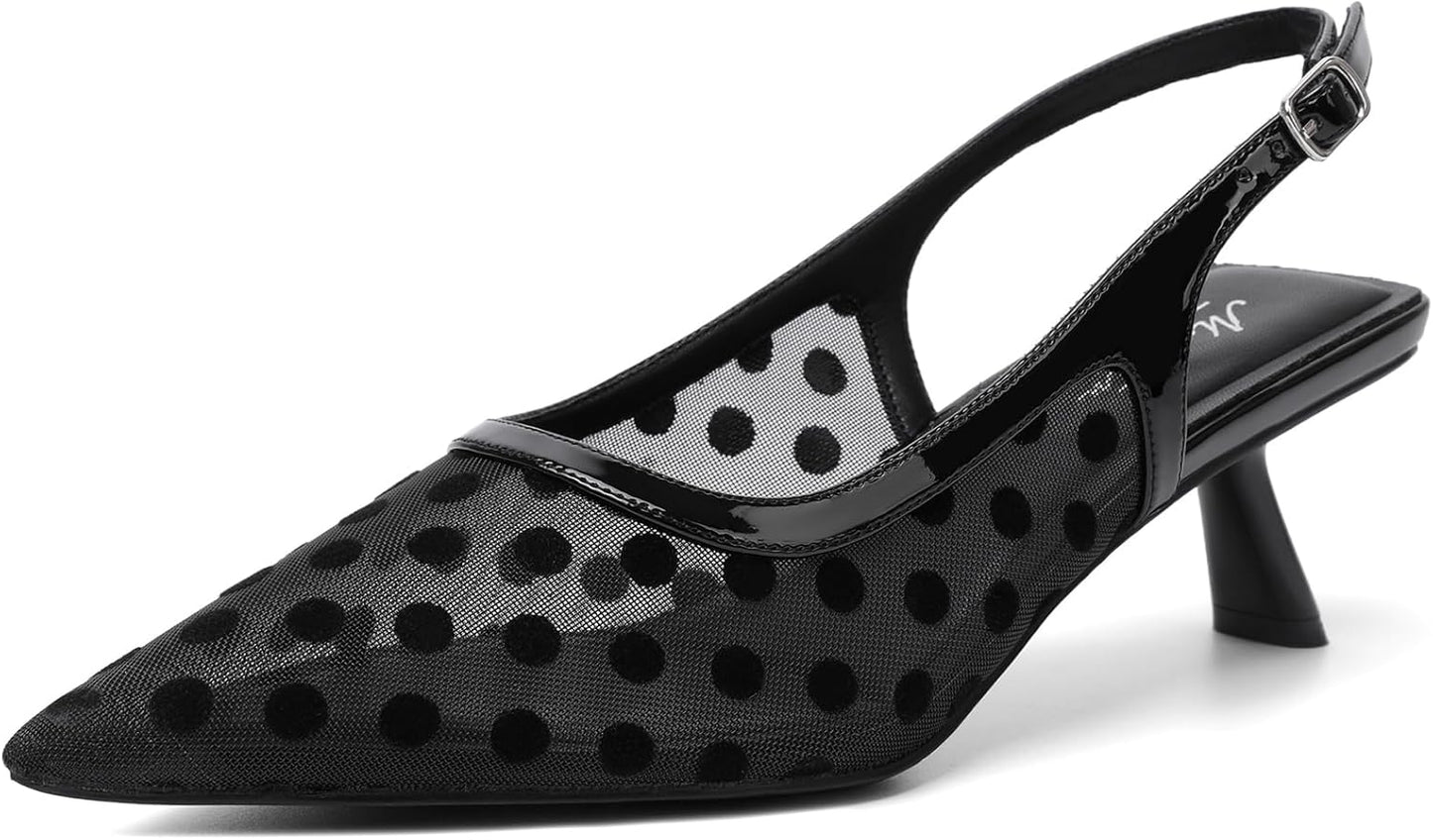 Mostrin Kitten Heels for Women - Stylish Slingback Pumps