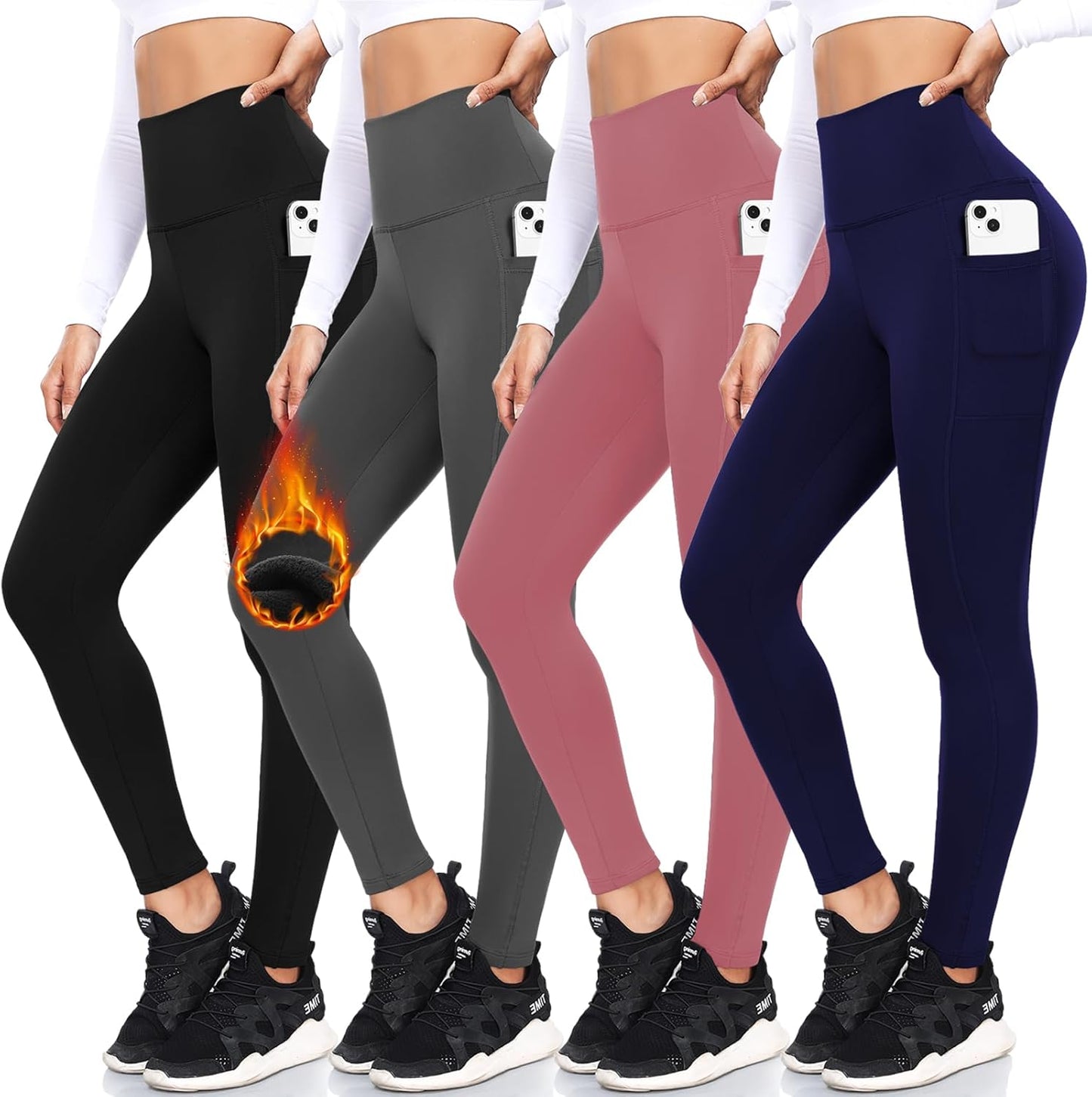 FULLSOFT Fleece Lined Leggings with Pockets for Women