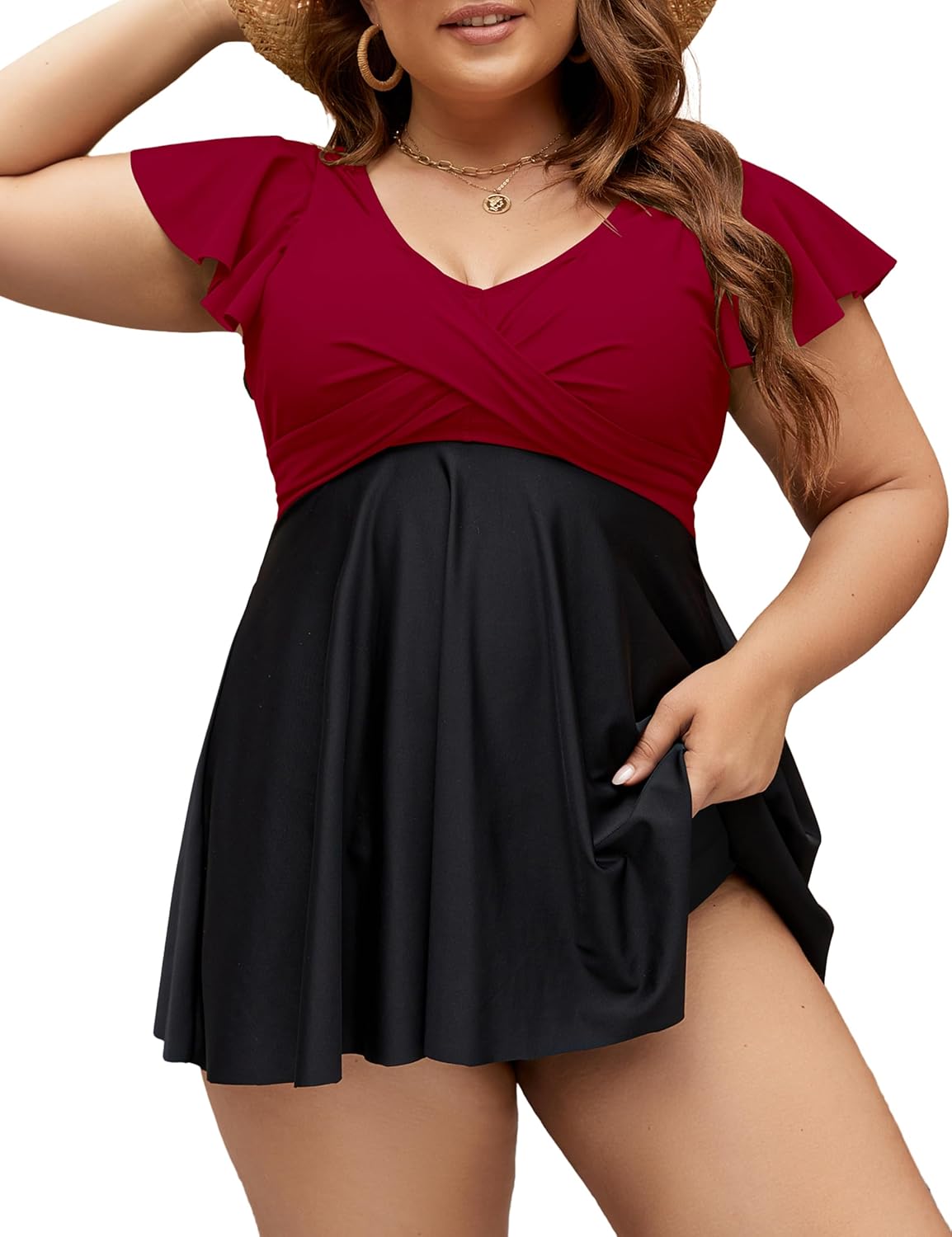 Edelqual Plus Size Tankini Swimsuits for Women with Tummy Control