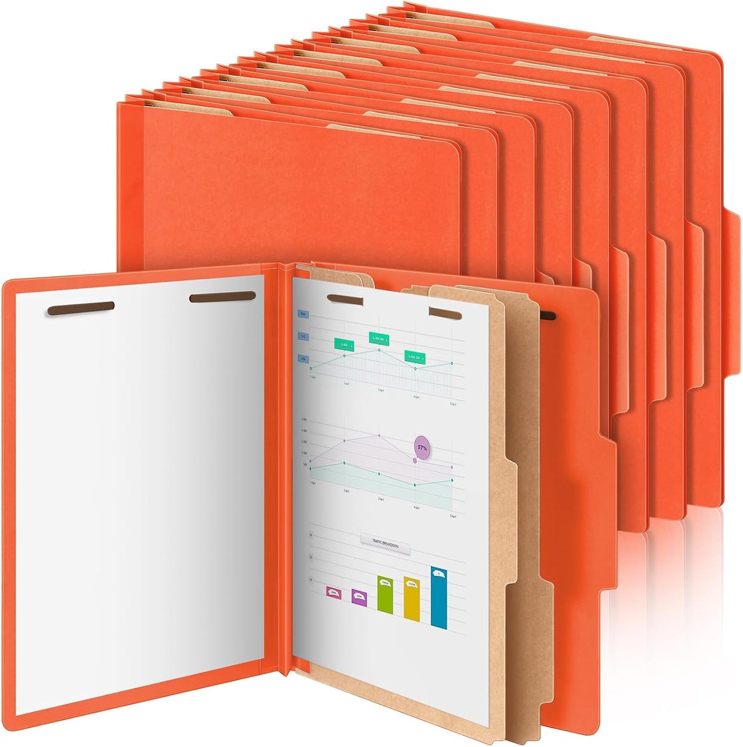12 Pcs Classification Folders with 2 Dividers for Organizing