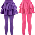 Girls School Uniform Pants Leggings with Skirt Combo - Warm Stretch 2