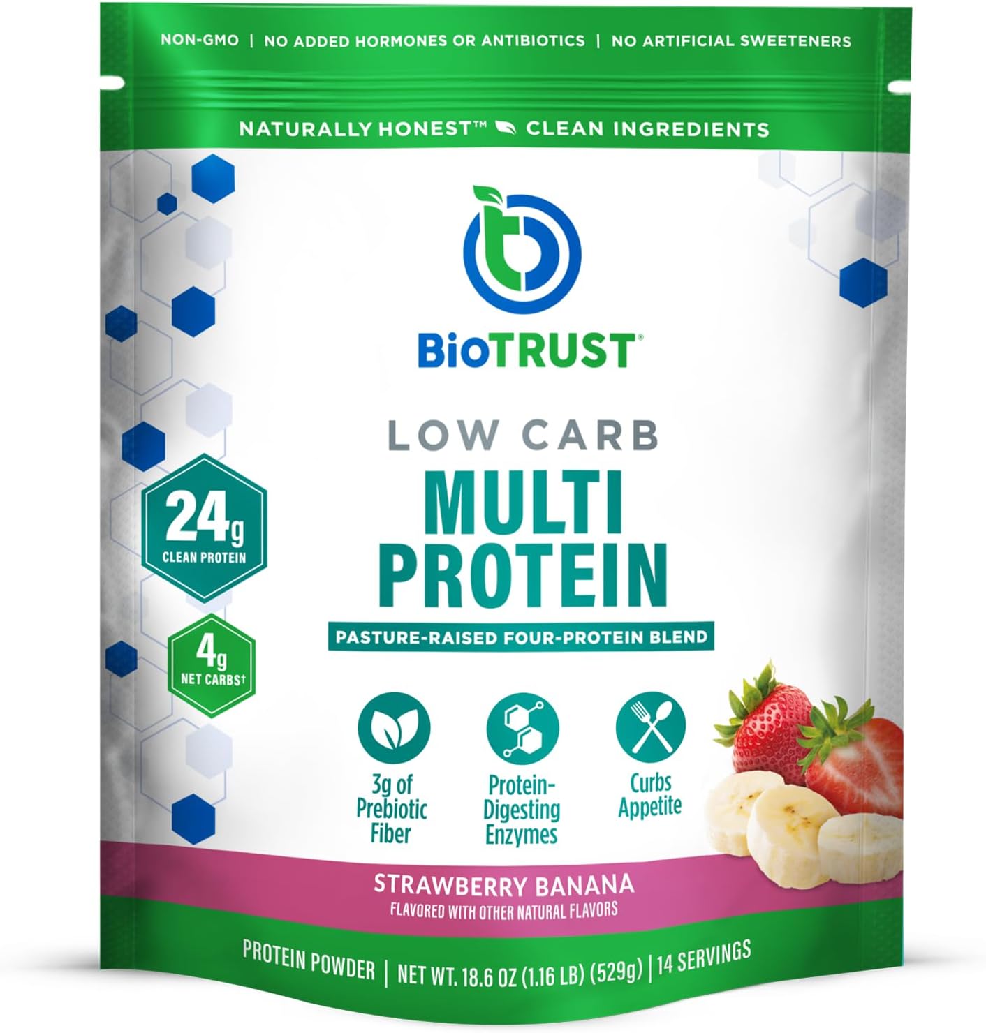 BioTrust Low Carb Protein Powder with Strawberry Banana Flavor