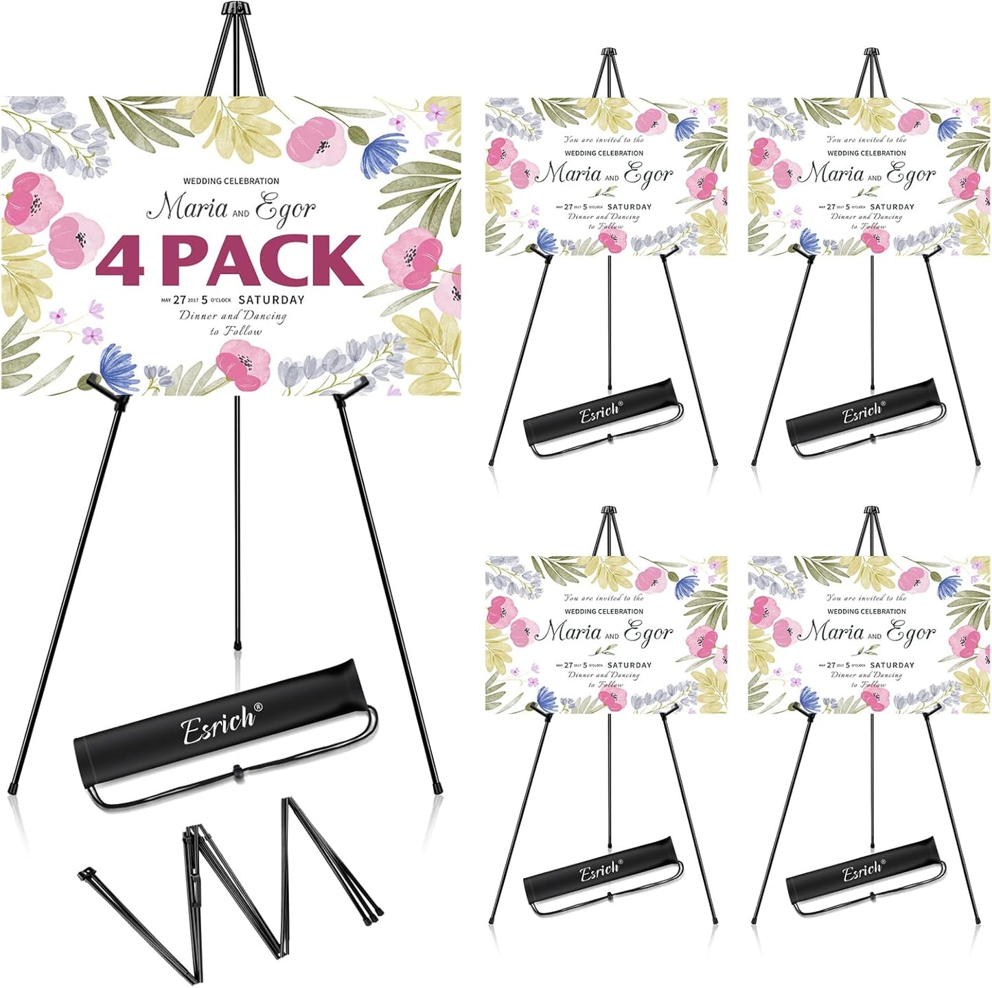 ESRICH 63in Lightweight Metal Easels for Signs and Displays