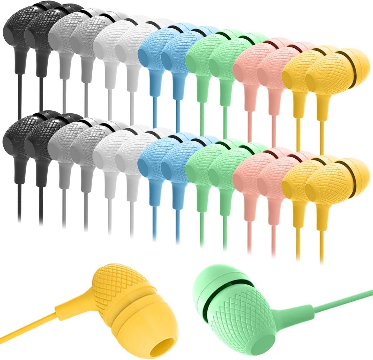 Kids Earbuds Bulk 200 Pack in Macaron Colors for Schools