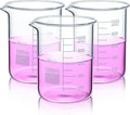 3 Pcs 1000ml Borosilicate Glass Beaker Set - Durable Lab Measuring