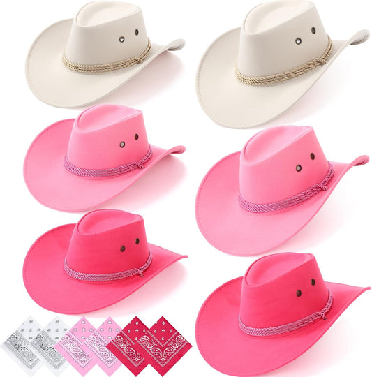 12 Pcs Cowboy Hat and Bandana Set for Western Party Fun