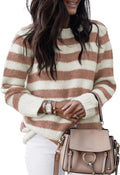 Dokotoo Sweaters for Women Crewneck Striped Color Block Pullover