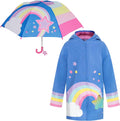 Kids Monster Raincoat and Umbrella Set for Boys - Sky Blue 3-9
