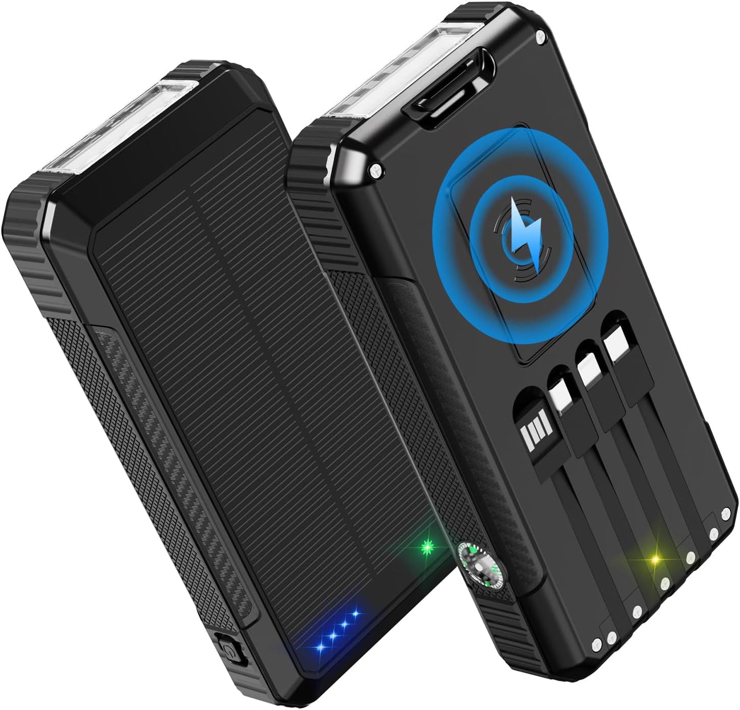 Portable Solar Power Bank 49800mAh with 4 Built-in Cables for Charging