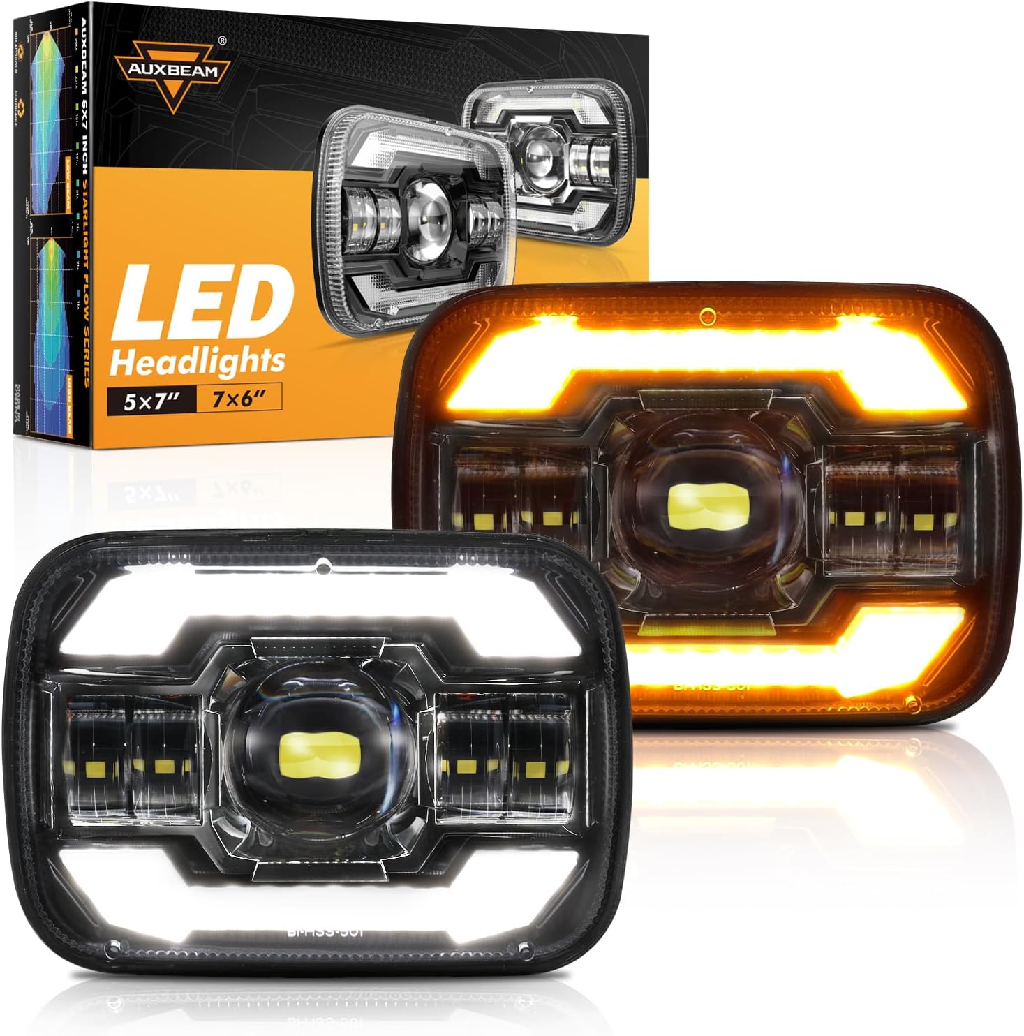 5x7 LED Headlights with DRL & Turn Signal for Jeep Wrangler