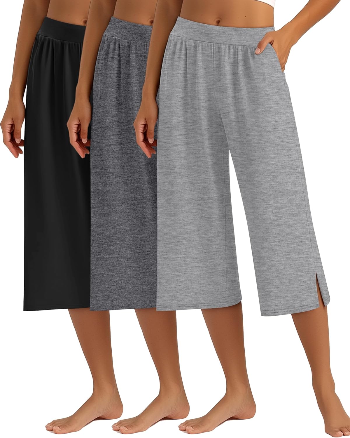 3 Pack Women's Capri Pants for Comfortable Summer Wear