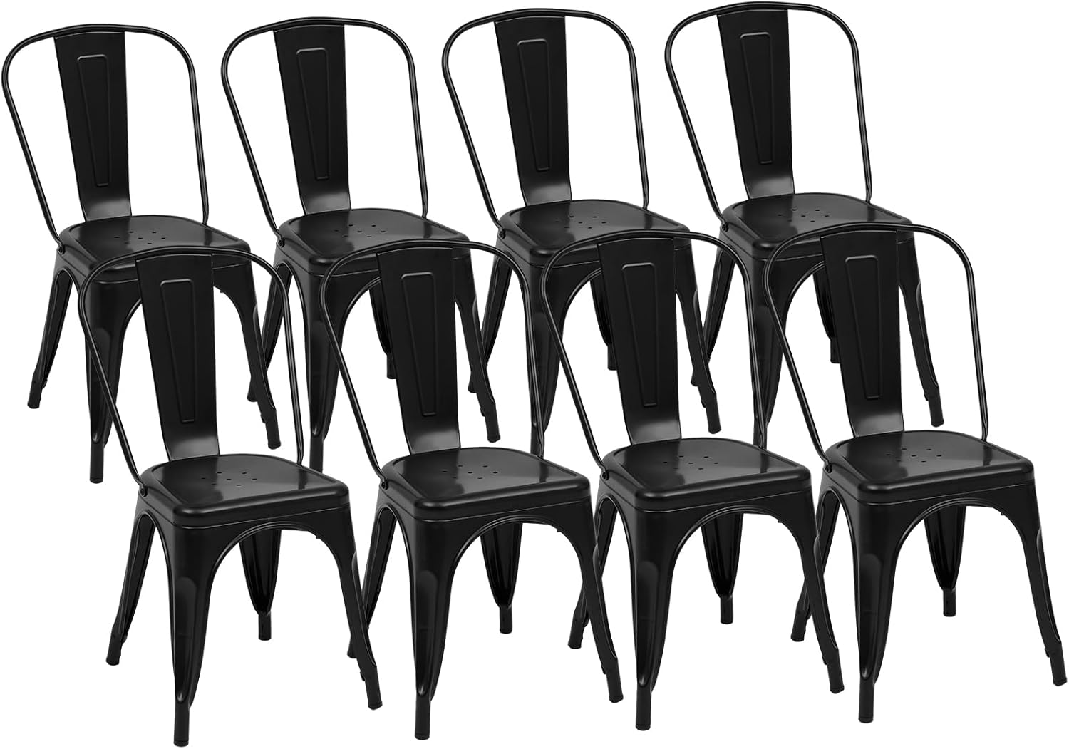 Durable Stackable Metal Dining Chairs Set of 8 for Versatile Use