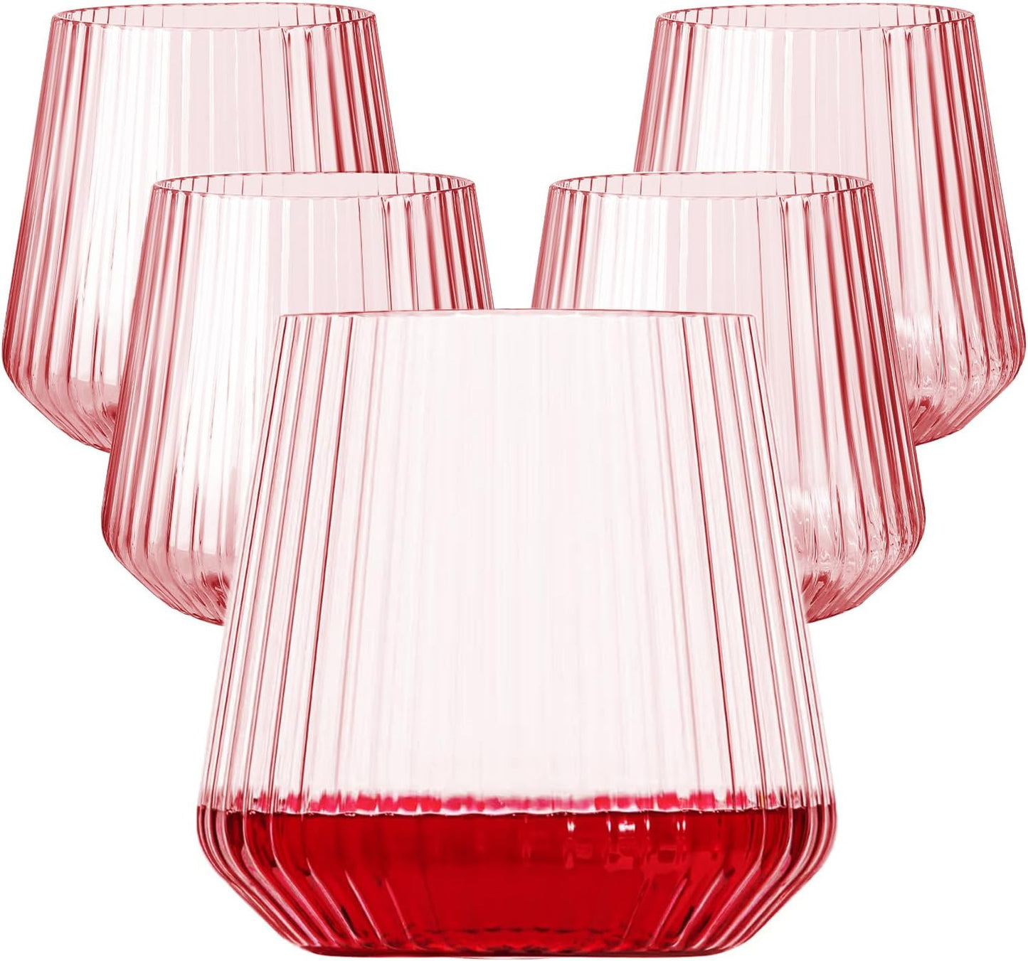 40 Pack Plastic Ribbed Wine Glasses for Every Occasion