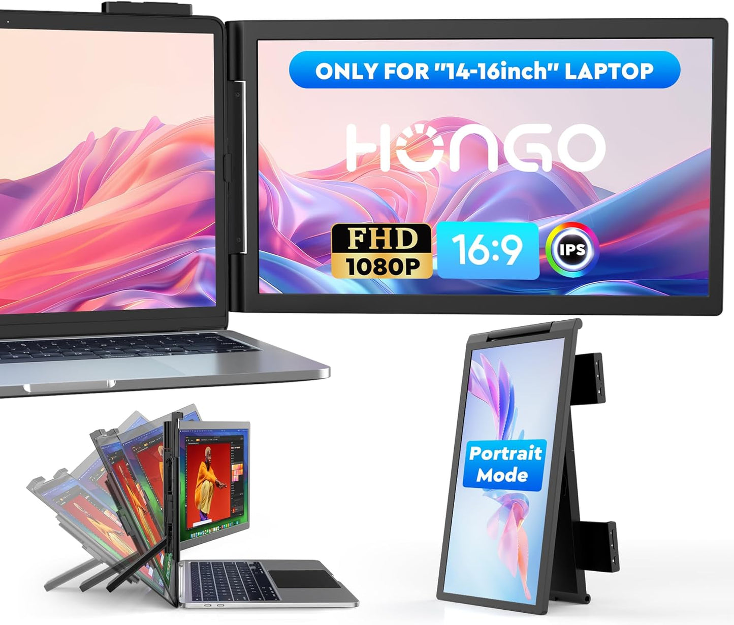 Laptop Screen Extender 14 FHD 1080P IPS Dual Screen Monitor