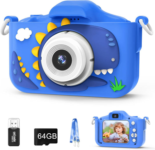 48MP Dual Lens Kids Camera Bundle, 64GB SD Card, Fun Selfie Cam, Perfect Gift!