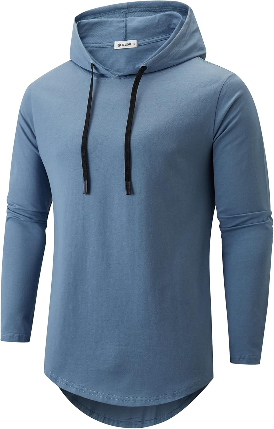 KLIEGOU Men's Hooded T-Shirt - Soft Cotton Longline Tee
