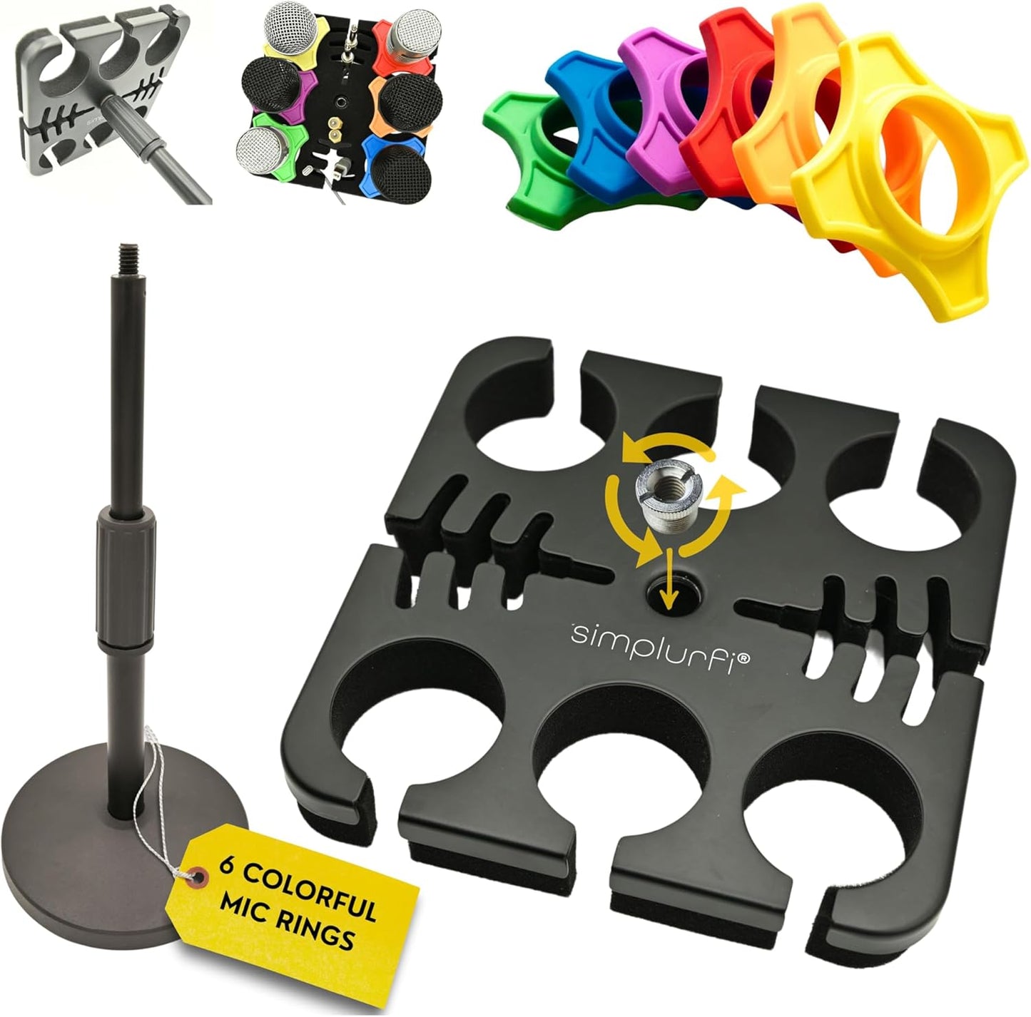 Multi Microphone Holder Organizer with Desktop Stand for Mics