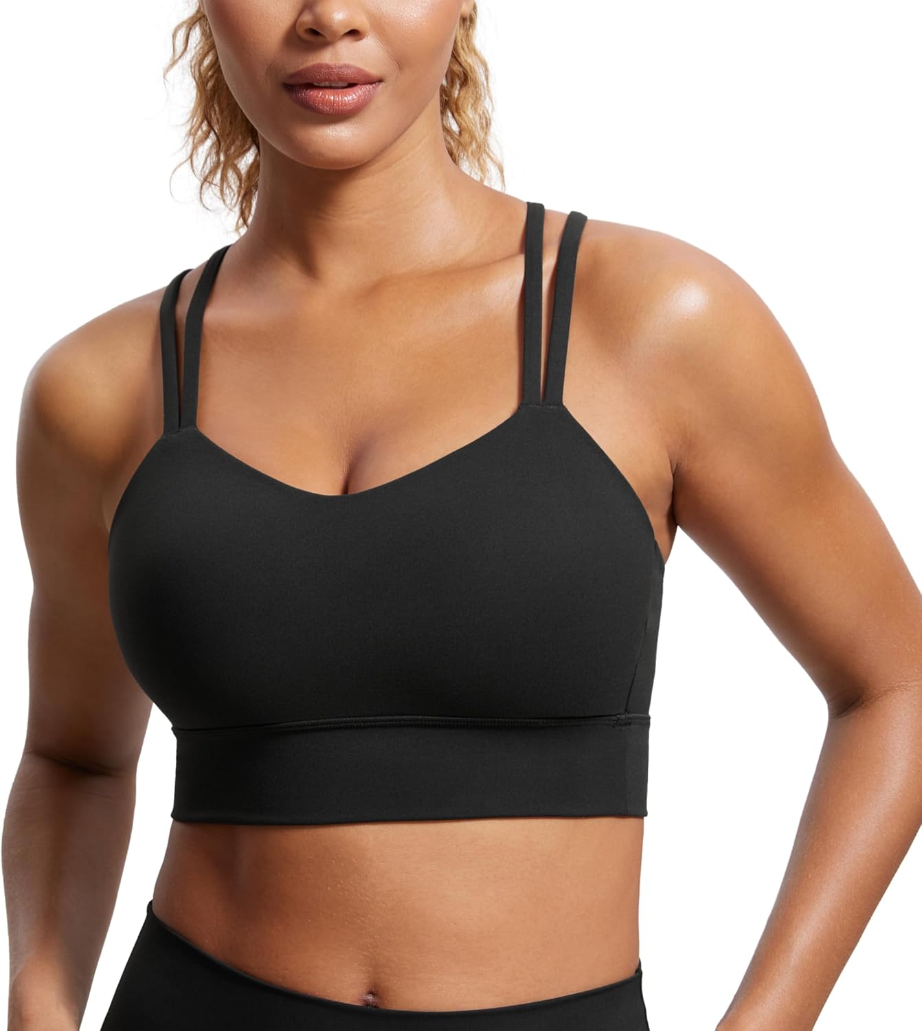 CRZ YOGA Softness Mold Womens Butterluxe Strappy Longline Sports Bra