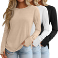 Women's Long Sleeve Thumb Hole Tunic Tops 3 Pack - Soft Cotton Fit