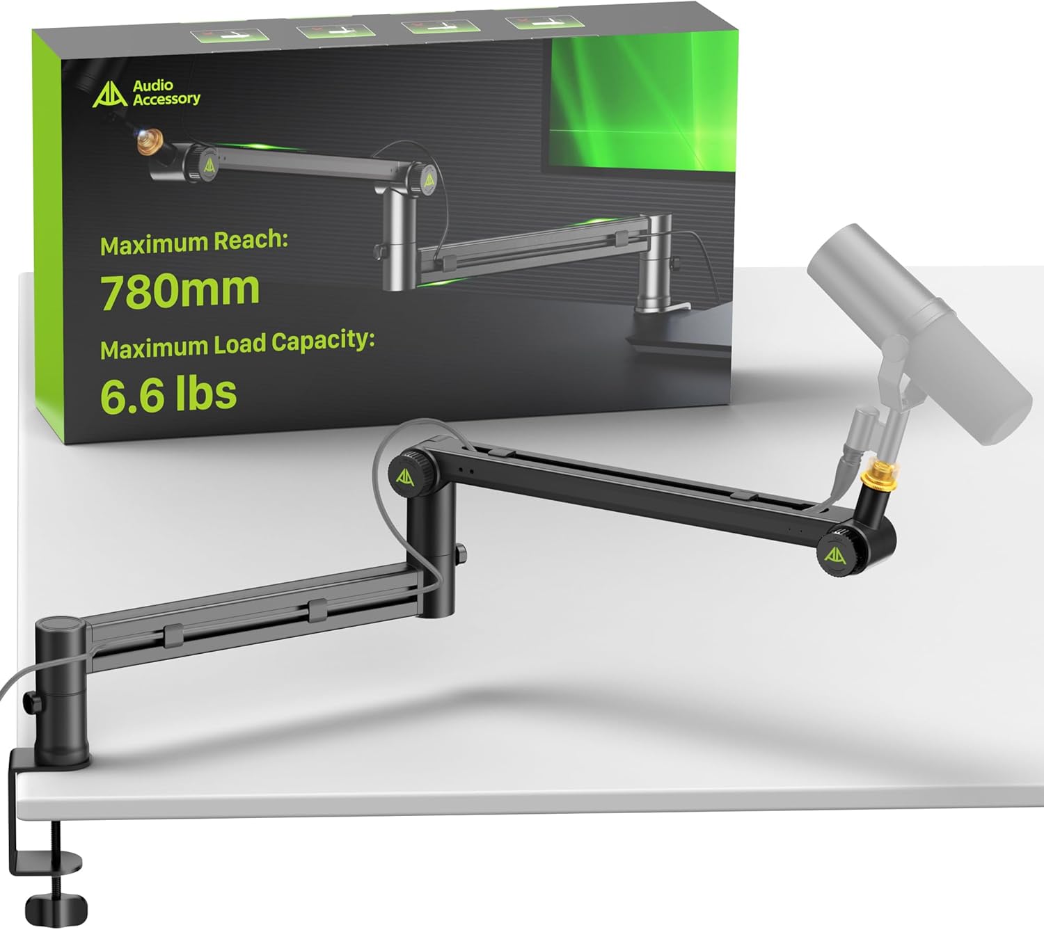 Low Profile Boom Arm for Heavy Microphones with 6.6lbs Capacity